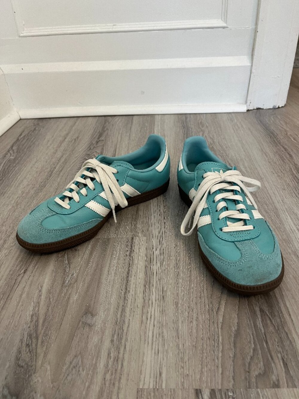 Adidas Juniors' Samba OG Mint / Off White - Gum Sole, Size 5